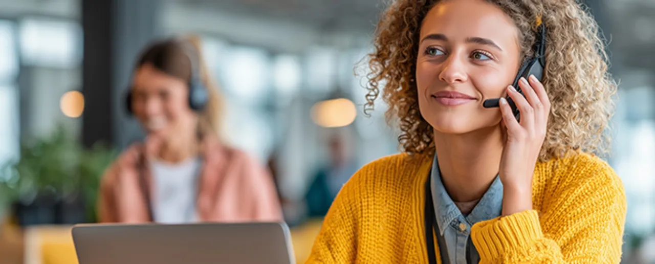 Young woman conducting market research on the phone